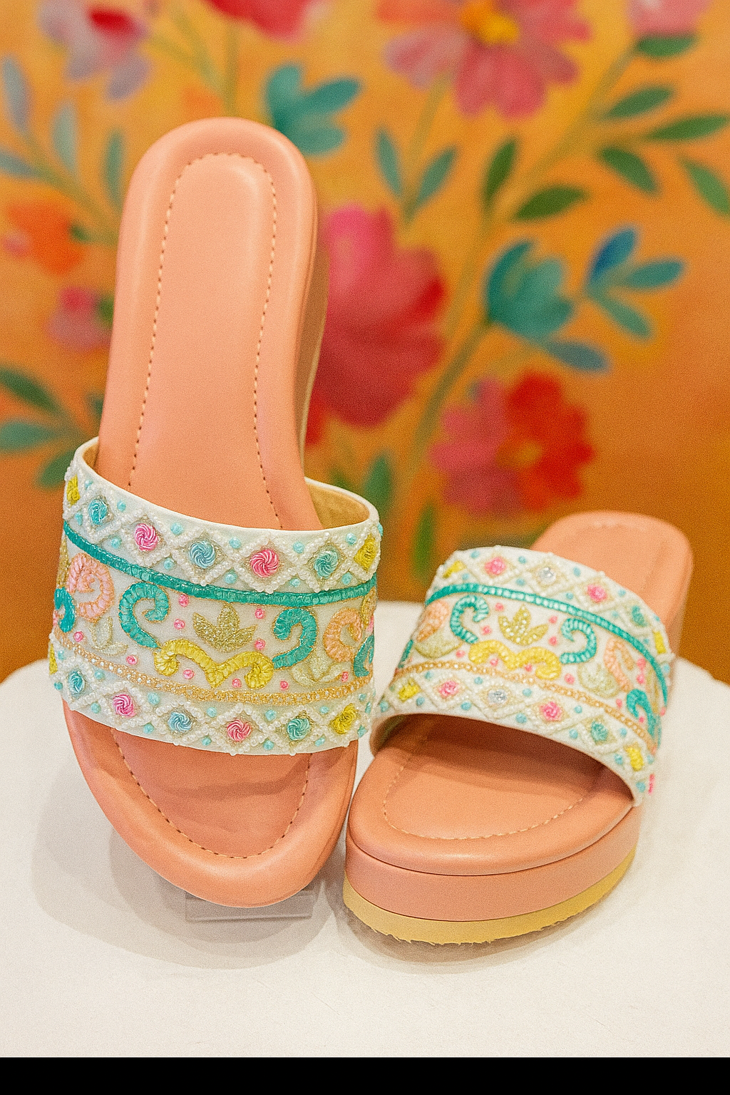 Pastel Beaded Traditional Ethnic Sliders