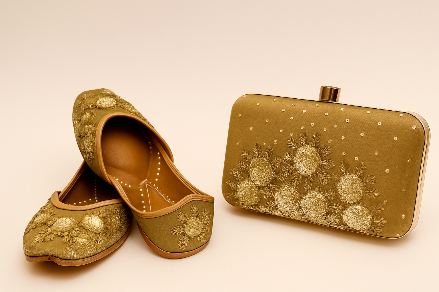 Elegant Embroidered Jutti & Clutch Set